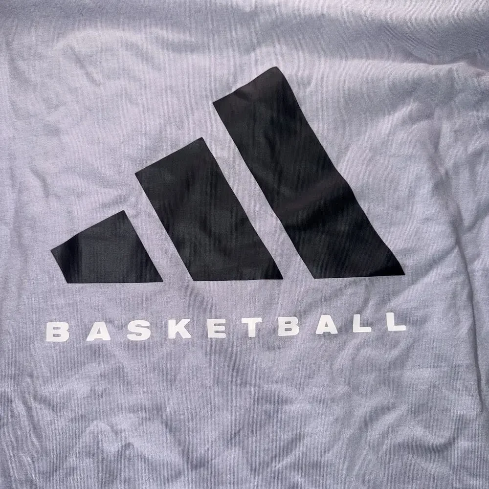 adidas ADI BB LS Tee Basketball Men's Long Sleeve Crew Neck T-Shirt Blue M